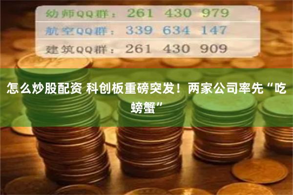 怎么炒股配资 科创板重磅突发！两家公司率先“吃螃蟹”